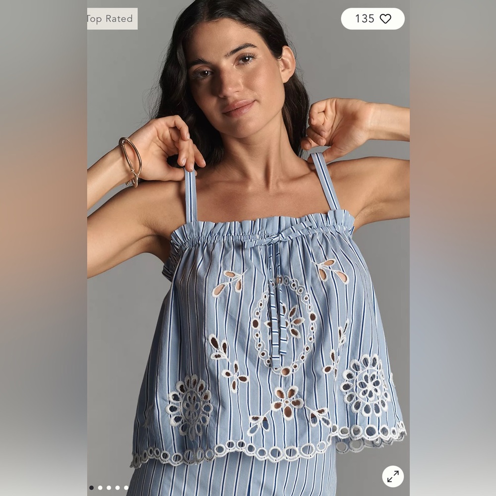 Anthropologie Mauve Eyelit Tank Size XS NWT - Picture 2 of 7